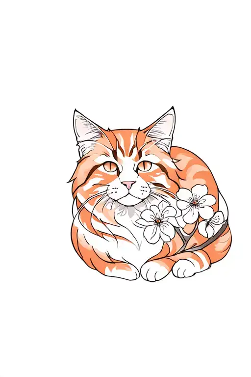 Red Maine Coon With A Cherry Blossom Tig