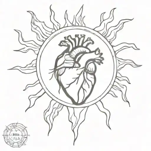 Anatomical Heart On Fire Sun Rising