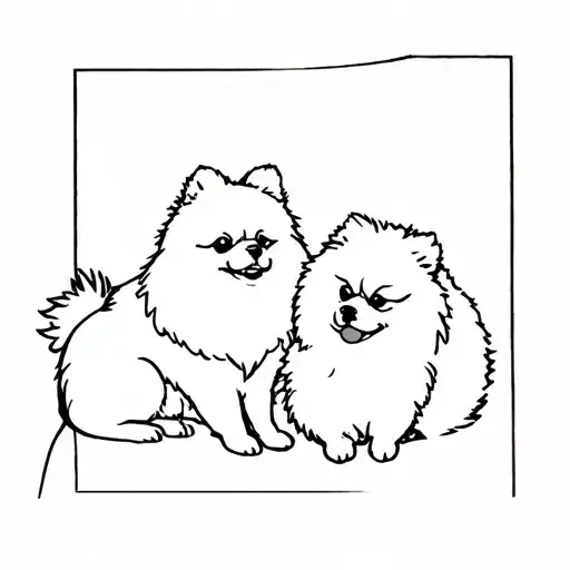 Mom And 2 Pomeranian Dogs