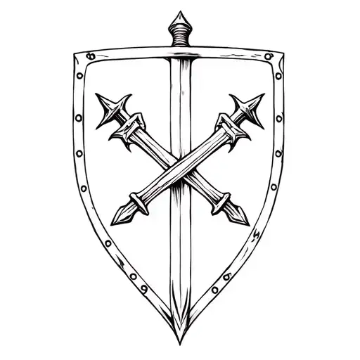 Sword And Shield Cross Royalty