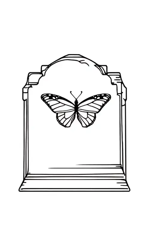 Tombstone And Butterfly