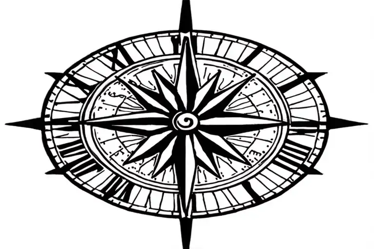 Watch Dial With A Wind Rose To Replace The Needles