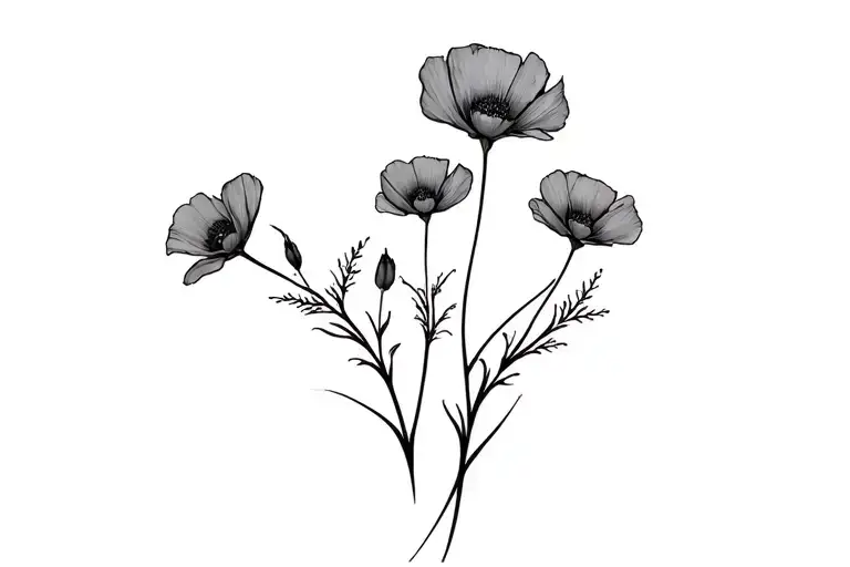 Long Stem Small Poppy Flowers Pelvis