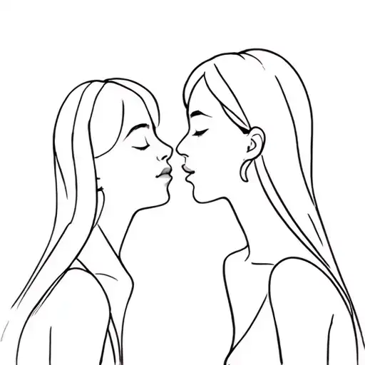 Two Women Kissing Line Yayyoo