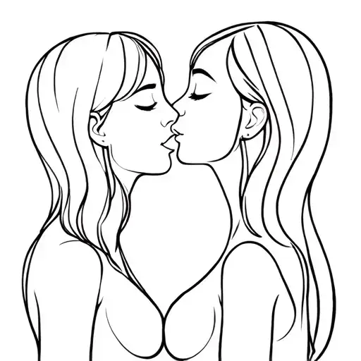 Two Women Kissing Line