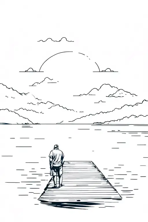 Man On Dock With Bay And Tides