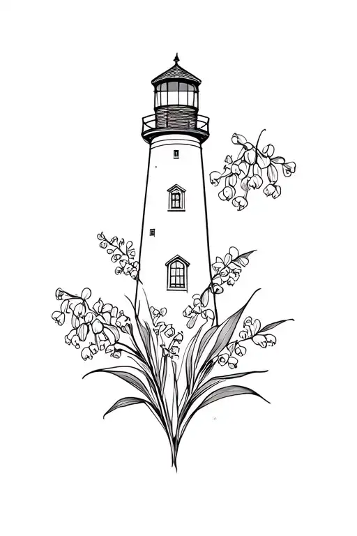 Light House With Lilly Of The Valley Flowers