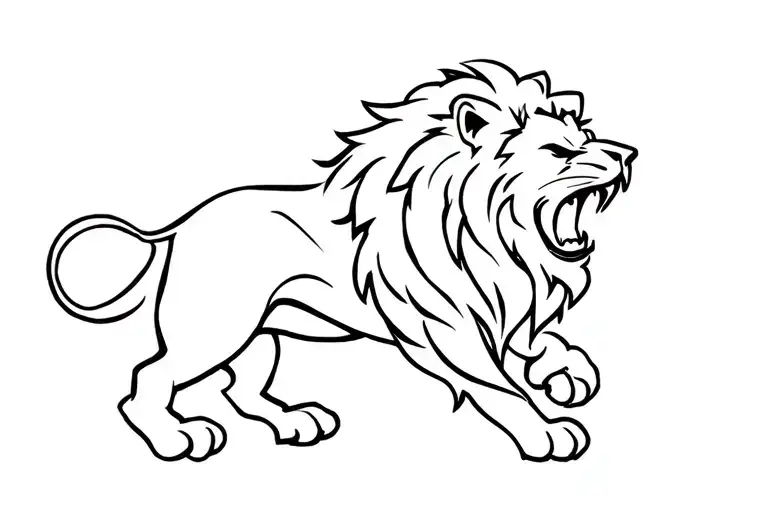 Angry Lion Roaring And Warrior