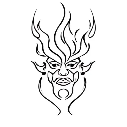 Bhairav With Fire Background Black