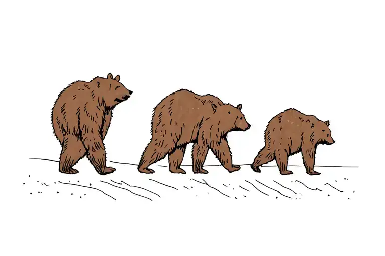 Bear Families Walking Along