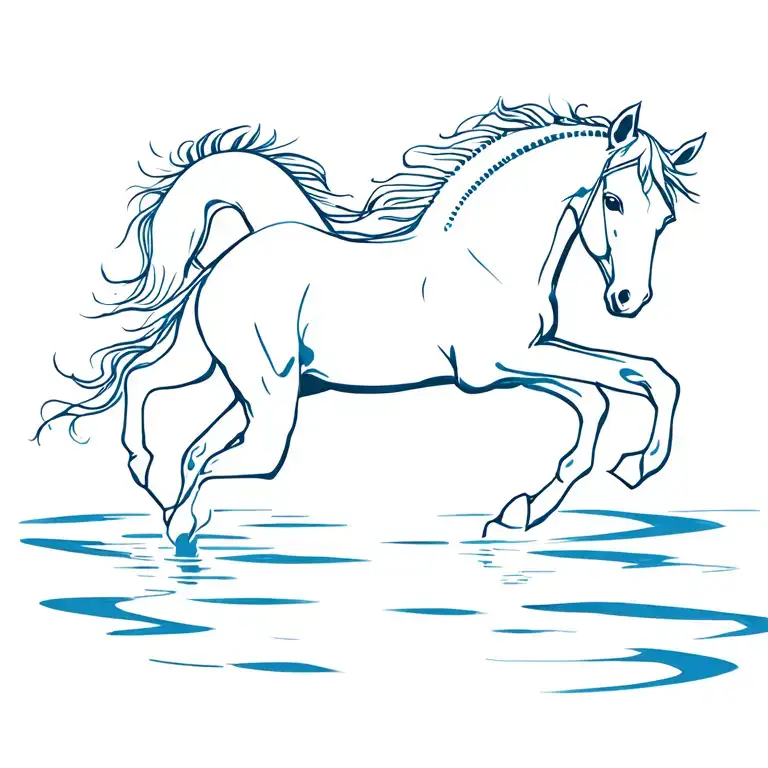 Water And Horse Running