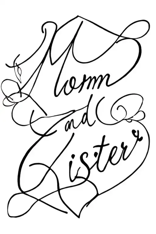 Mom And Sister Tattoo Design Incorporating With Words