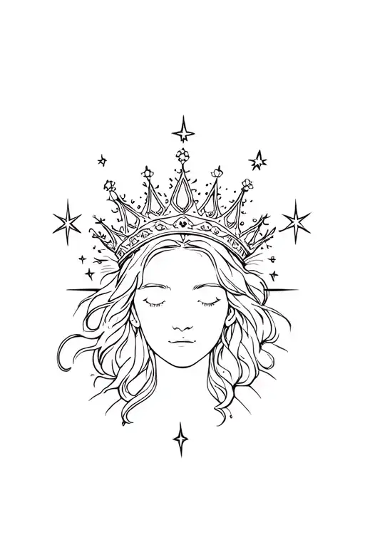 Maiden Mother Crown Surrounded By Starbursts