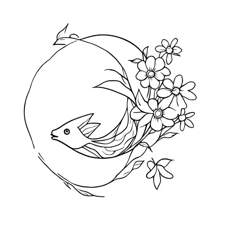 Vines With Daises And Daffodils In A Jesus Fish Shape