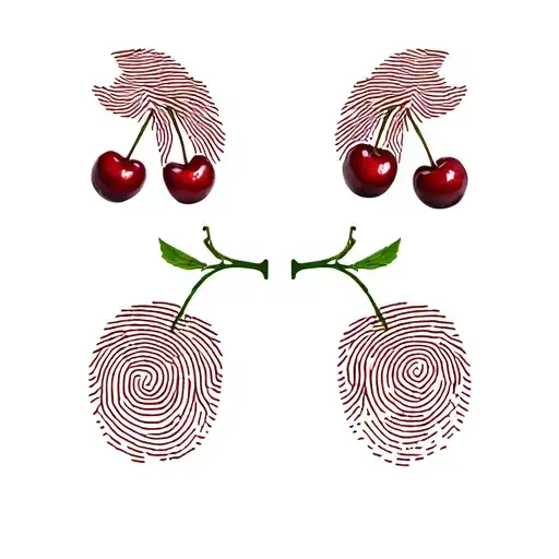 Cherrys With Fingerprints On Them With A Cross Carry On Underneath