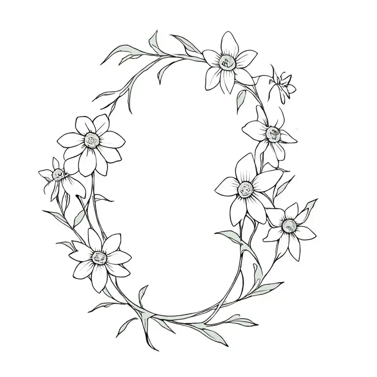 Vines With Daises And Daffodils In A Jesus Christ