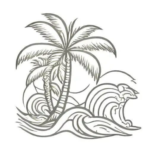 Coconut Tree With Waves