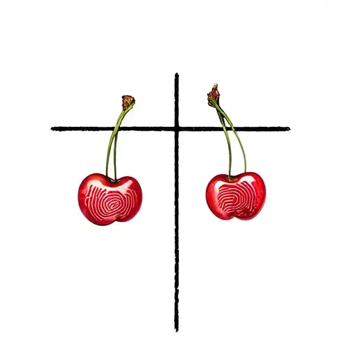 Cherrys With Fingerprints On Them With A Cross Carry On Underneath
