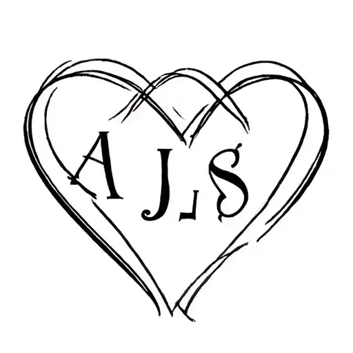 Four Heart Outlines Intertwined With Initials A J L S