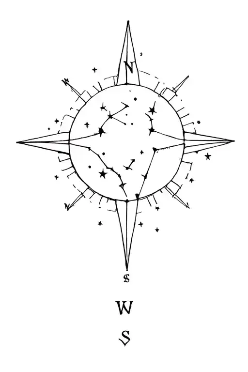 Moon Star Constellation Card Compass