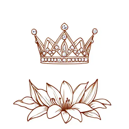 Delicate Queen Crown With Diamonds On A Bed Of Lilies