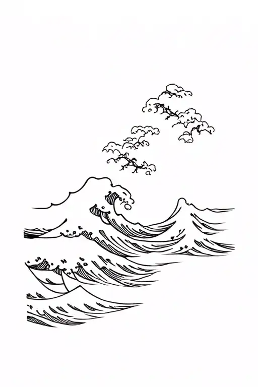 Japanese Waves Crashing
