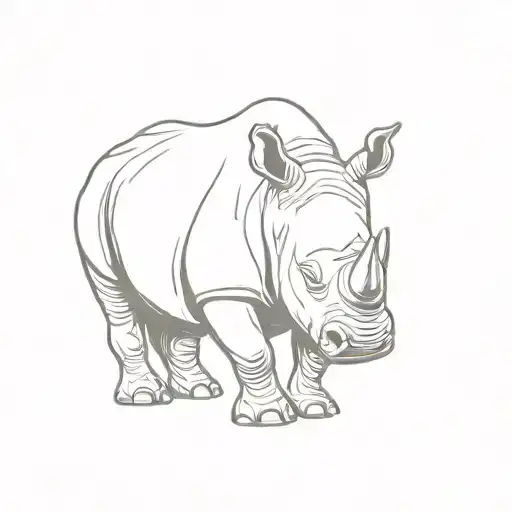 Single Line Drawing White Rhino