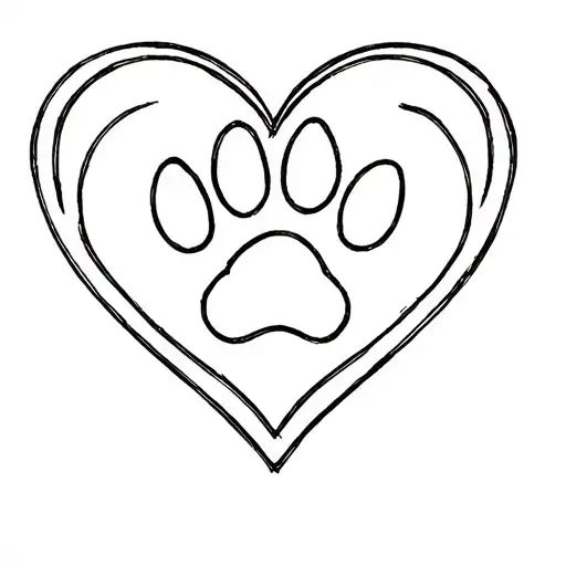 Heart Outline With Dog Paw Print Inside