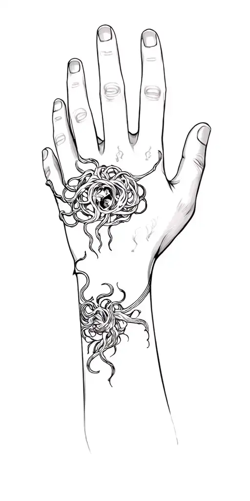 Medusa Hand Tattoo With Sleeve