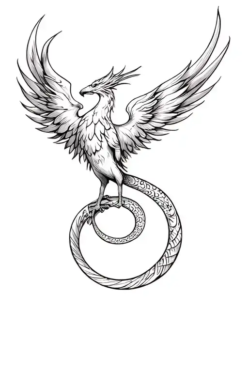 Phoenix Snaking Acorss Upper Thigh