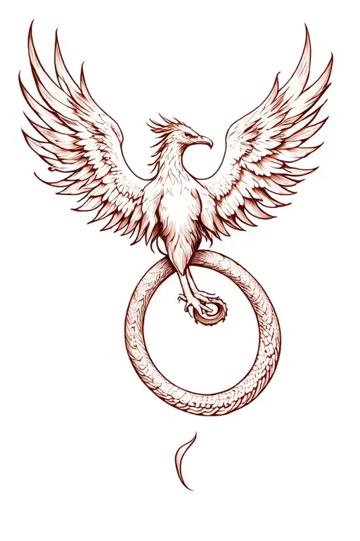 Phoenix Snaking Acorss Upper Thigh