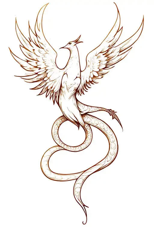 Phoenix Snaking Acorss Upper Thigh