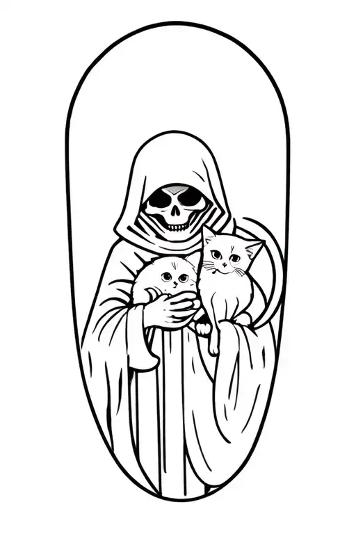 Grim Reaper Holding A Cat