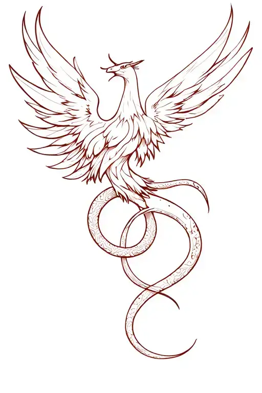 Phoenix Snaking Acorss Upper Thigh