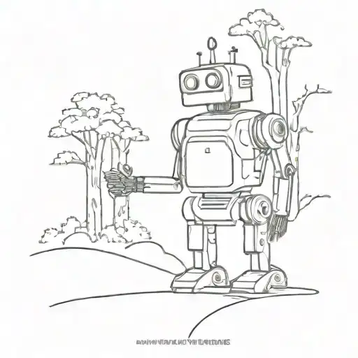 Robot From The Movie Robots Vs Forest Nature Scene