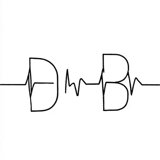 Letters D And B And Heartbeat Line
