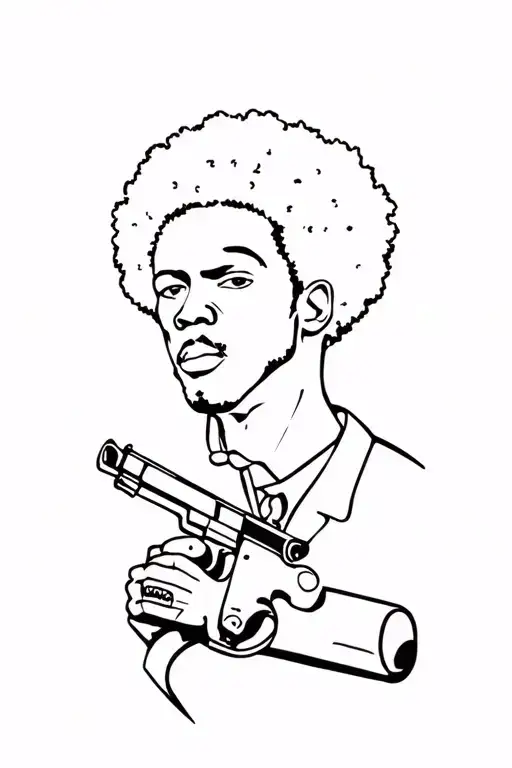 Afro Smoking Cigar With Pistol