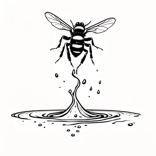 Tattoo Of A Bee Crash Landing In Milk Spilling