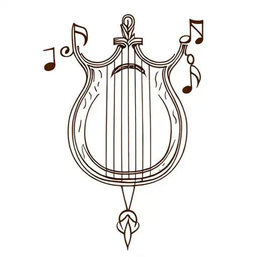 A Lyre With Musical Notes Intertwined