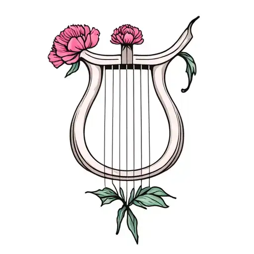 A Lyre With A Carnation