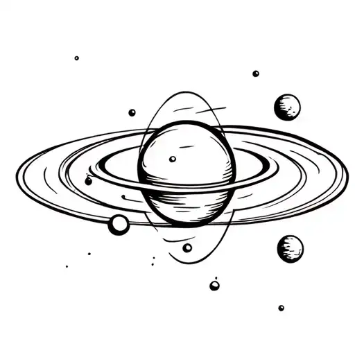 Planet Saturn Shaped Like Atom Combine