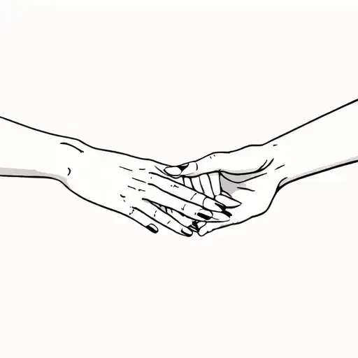 Women Hands Reaching Towards Each Other Palms Together