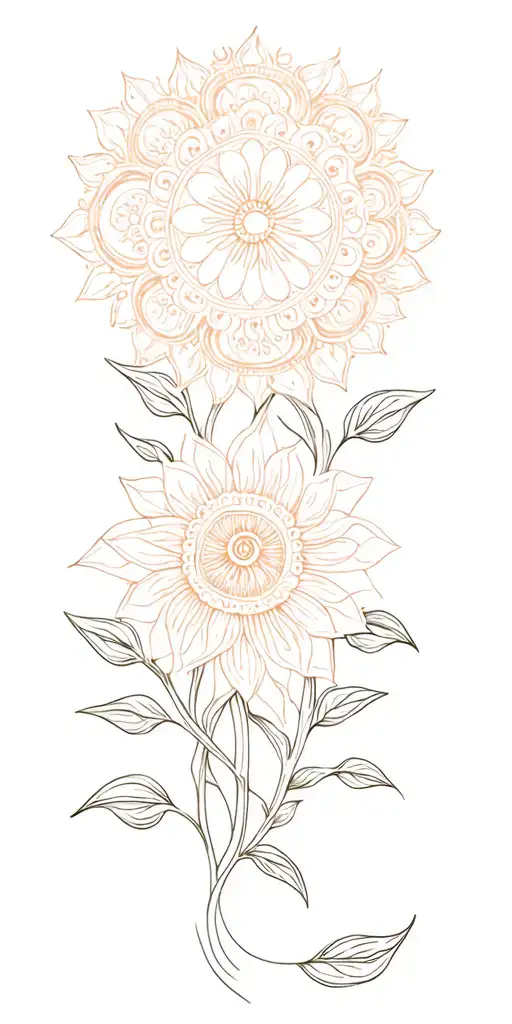 Mandalas With Delicate Spiritual Flowers Growing Sleeve Tatto