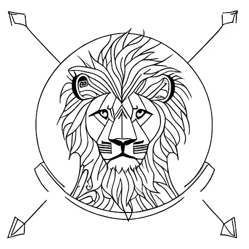 Male Lion With Sunrise