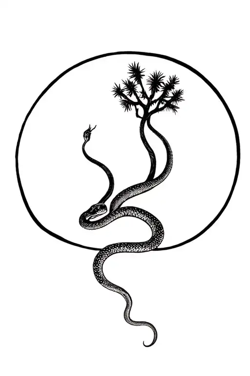 Snake In Front Of Joshua Tree