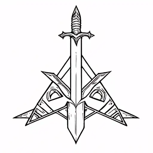 Sword With Upside Down Triangles Near Bottom Of Blade
