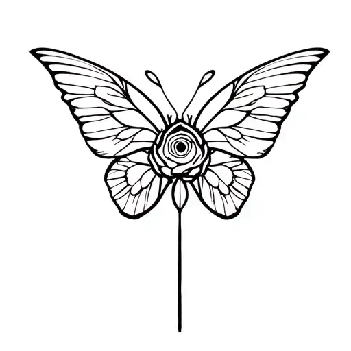 Butterfly That Flies With A Wing In The Shape Of A Rose And Eye Of Intuition