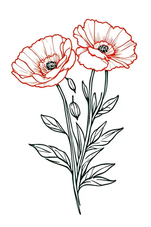 California Poppies Outline