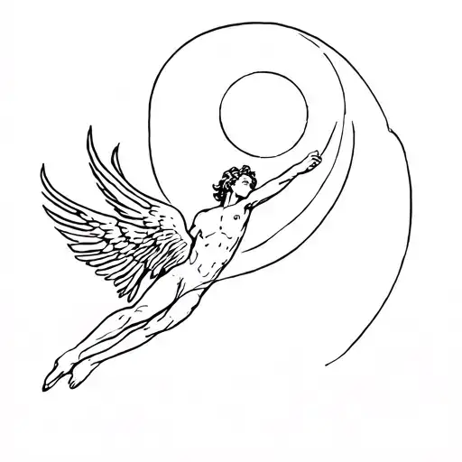 Icarus Falling From The Sky With Sun Shining