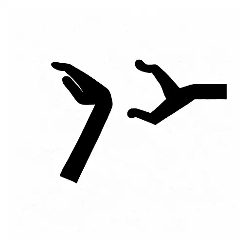 Simple Black Line Tattoo Of A Cat And Human Giving Each Other A Fist Bump